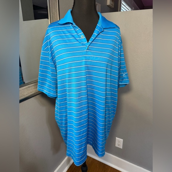 Nike Other - Nike Golf Dri-Fit Blue Striped Polo Shirt Size Large.
